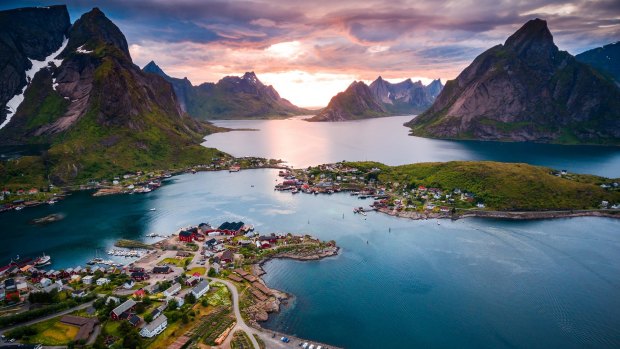 Lofoten islands is an archipelago in the county of Nordland, Norway. 