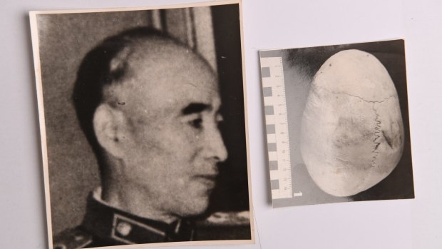 Mao's second-in-command Lin Biao capless and an image of his skull found in KGB archives. 