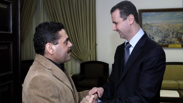 Syrian President Bashar al-Assad greets Samir Kuntar in Damascus in 2008.