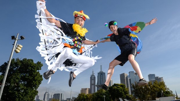 Moomba Birdman Rally contestants Robert Lorenzetto and James Tresise.