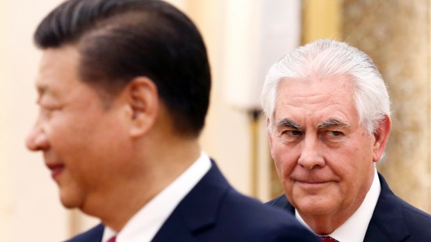Xi Jinping with US Secretary of State Rex Tillerson in Beijing earlier this year. Trump says he has "great respect" for the Chinese President.