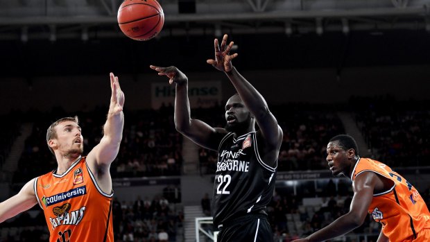 Melbourne United's Majok Majok continues to battle a groin injury.