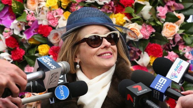 Trainer Gai Waterhouse speaks to the media during the 2015 Melbourne Cup Carnival launch.