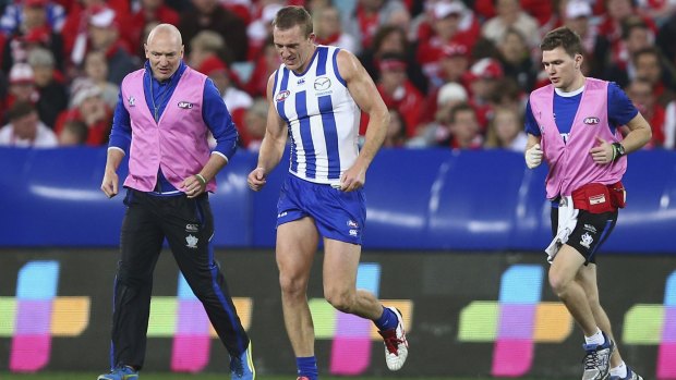 Kangaroo Drew Petrie had a bumpy ride against the Swans on Saturday night and is hoping to recover from leg soreness in time for the game against West Coast.
