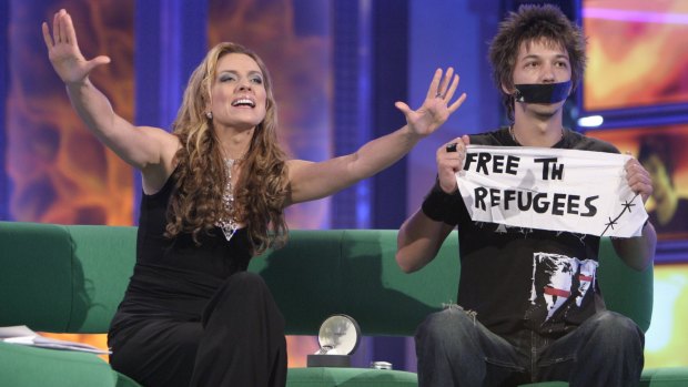Former Big Brother host Gretel Killeen (pictured in 2004 with contestant Merlin Luck) will perform with her band The Gretskys.