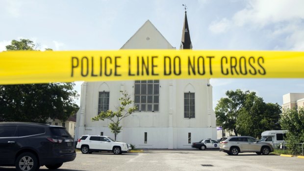 The AME Emanuel Church in Charleston after the shooting in 2015. 