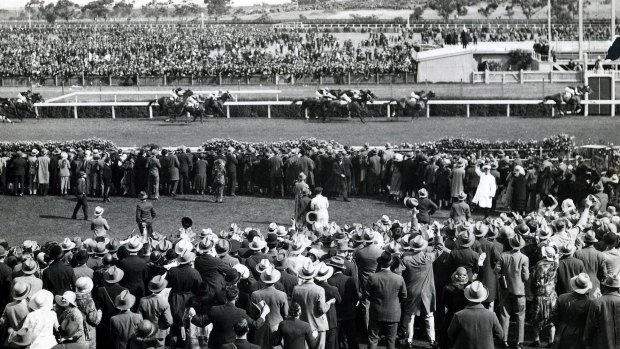Photosales website

The Best of the Age pics.

1930 Melbourne Cup.

First: Phar Lap (9.12)  
Neg no J9925 - Copy Neg for this pic is taped to the back of this pic
Hard copy see (Melb.) : G:SPORT:HORSERACING:HORSES:PHAR LAP

Filed: 1930

File: G: Sport: Horseracing: Horses: Pharlap
***FDCTRANSFER***