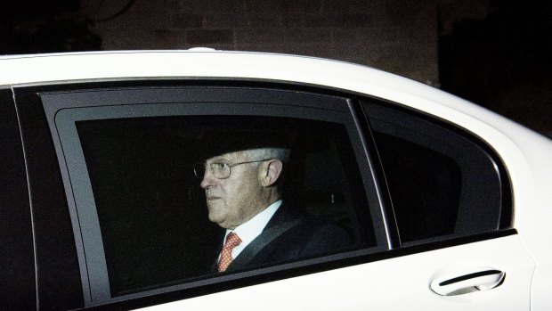 Prime Minister Malcolm Turnbull leaves Justin Hemmes' exclusive Liberal fundraiser in Vaucluse.