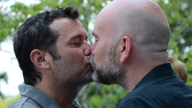 Duane Smith and Knol Aust of Jackson, Mississippi during their marriage ceremony last year.