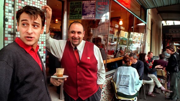 Mario Maccarone (left) and Mario De Pasquale at Marios in 1996.