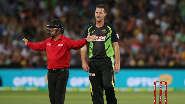 Not effective ... Australia's Shaun Tait has another wide called against him.