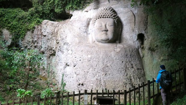 Japan's largest Buddhist rock carvings, near Kumano Shrine.