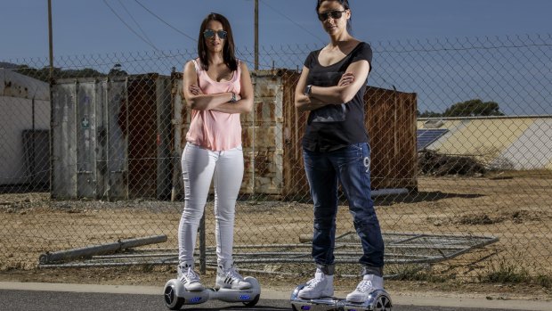 Paulina Ciurzynska and Laeyna Rillotta from Future Wheels are tapping into the demand for hoverboards this Christmas.