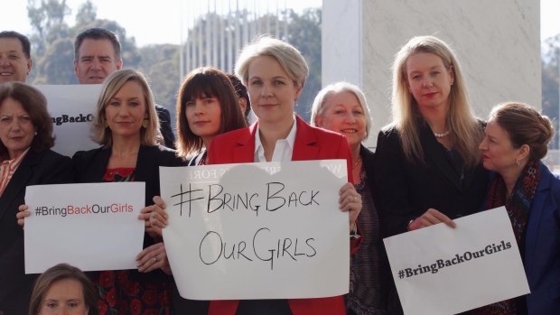 Australian MPs including shadow foreign minister Tanya Plibersek, centre, join the #bringbackourgirls campaign in May 2014.