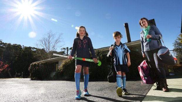 Annie Dean of Colo Vale, with her children Sophie, 10, and Angus, 7.