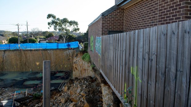 The Mount Waverley townhouses teeter on the edge of the construction site. 