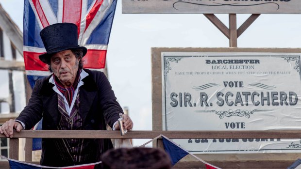 Ian McShane as Sir Roger Scatcherd in <i>Dr Thorne</i>.
 