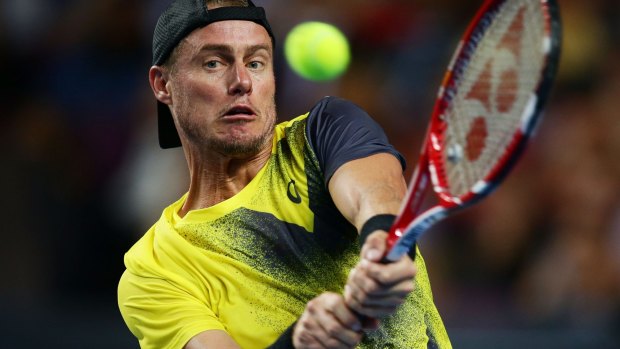 Testing times: Australia's Lleyton Hewitt pushed Roger Federer in their Fast4 match.