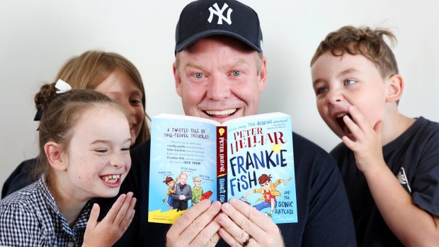 Top of the pops with kids: Peter Helliar and his first children's book, <i>Frankie Fish and the Sonic Suitcase</i>.
