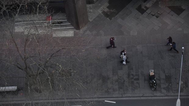 The view from the Deloitte building, the scene of the Bourke Street attacks six months ago.
