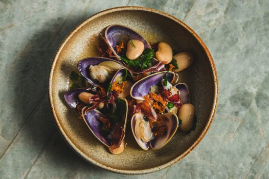 Go-to dish: Alubias, jamon broth, pipis and manzanilla sherry.