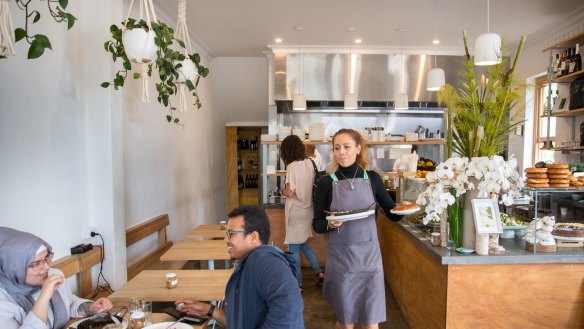 Check out the salad cabinet at Babajan cafe.