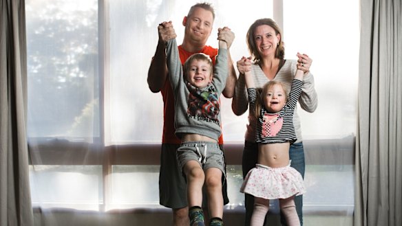 Parents Ben and Monika Ross, with their children William, 4, and Olivia, 3. Photo: Jamila Toderas