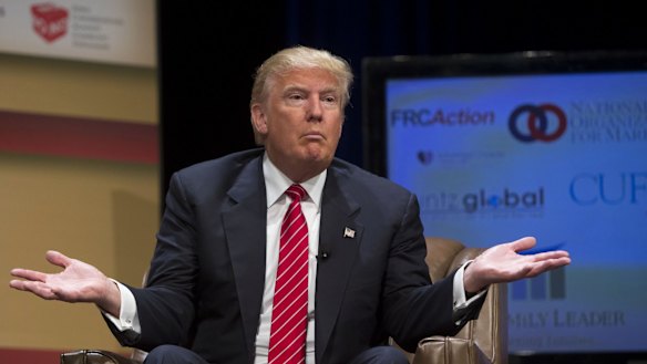 Donald Trump at the Family Leadership Summit in Ames, Iowa.