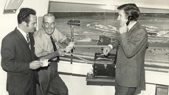 Back in the day: A young John Tapp (left) with Ken Howard and Ray Warren at Randwick.