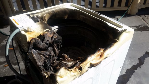 A Samsung washing machine that caught fire at a Sydney home after it was repaired.