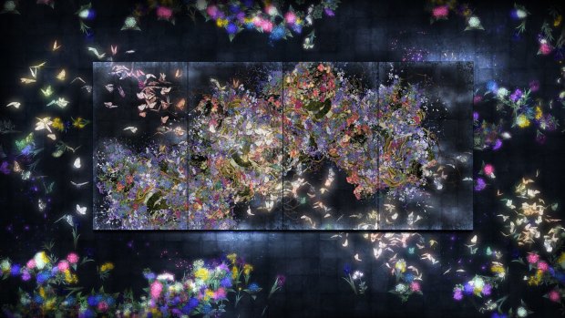 <i>Flutter of Butterflies Beyond Borders</i> by TeamLab for Saatchi Gallery, London. If you touch a butterfly, it dies.