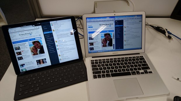 iPad Pro and a 13-inch MacBook Air, both using Chrome and Slack. The iPad will do fine for a lot of work tasks but it won't replace a laptop on all occasions.