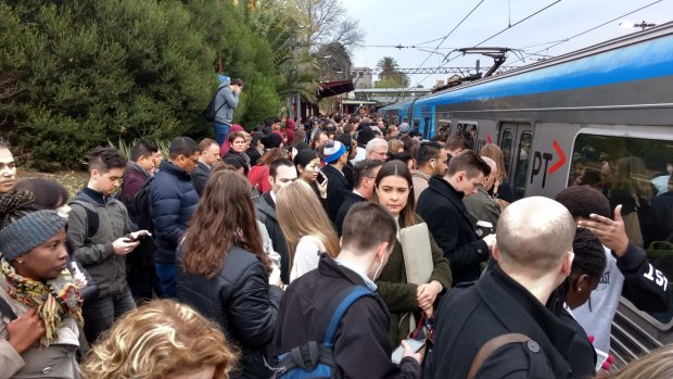 A crush caused by the delays on the Sandringham line. 