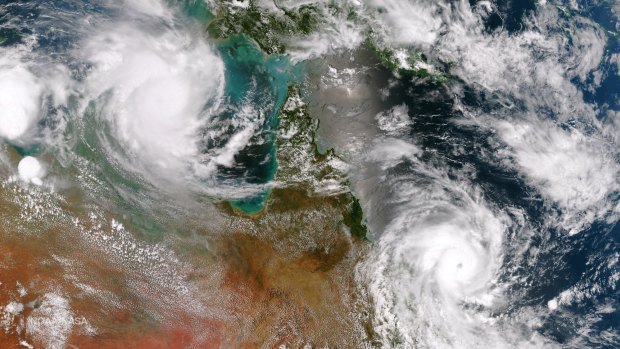 Slowly attitudes are changing:  Cyclone Lam in the Arafura Sea and Cyclone Marcia off the east coast of Queensland.