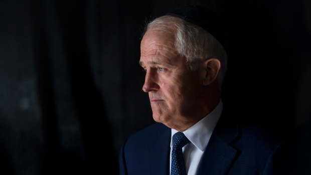 Malcolm Turnbull visits at the Yad Vashem Holocaust Memorial in Jerusalem on Wednesday.