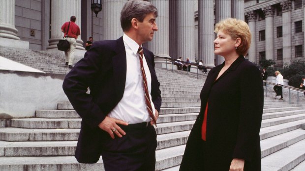 Sam Waterston as Jack McCoy and Dianne Wiest as Nora Lewin in Law and Order.