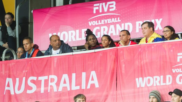 Venezuela players and team members watch on the grand final of the FIVB World Grand Prix. Photo: Jamila Toderas