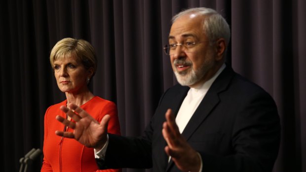 Foreign Minister Julie Bishop with Iranian counterpart Mohammad Javad Zarif.