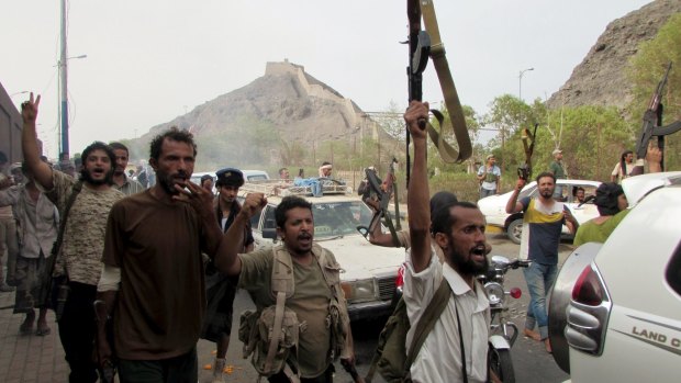Southern Resistance fighters in Yemen's southern port city of Aden.