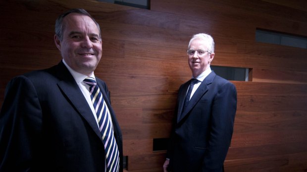 Mark Korda (left) is leading the administration of Network Ten for Korda Mentha. Pictured here with partner Mark Mentha. 