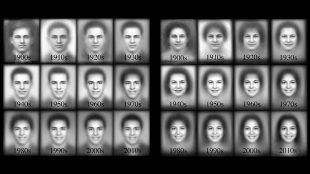 The evolution of the smile throughout the 20th century.