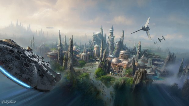 An official Disney artist's impression of one of the Star Wars-themed Lands coming to Disney Parks. 
