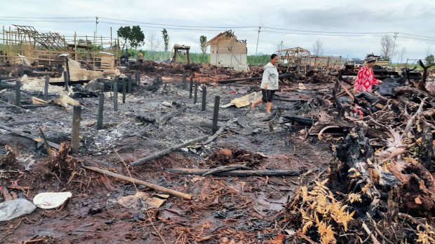 The razed Gafatar camp at Mempawah regency, West Kalimantan. 