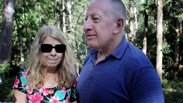 Matthew Leveson's parents, Faye and Mark, at the search area.