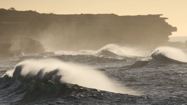 Large waves pound Clovelly early on Wednesday morning.