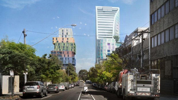 The proposed tower (right) viewed from Wellington Street.