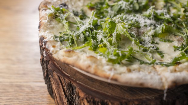 The mushroom, smoked mozzarella and truffle cream pizza is perfect for one. 