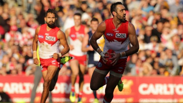 Adam Goodes of the Swans is an outspoken critic of racism. 
