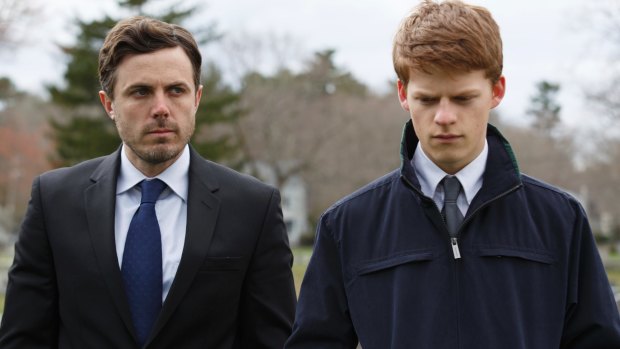 Lucas Hedges plays Patrick, right, with Casey Affleck as his uncle, Lee Chandler.