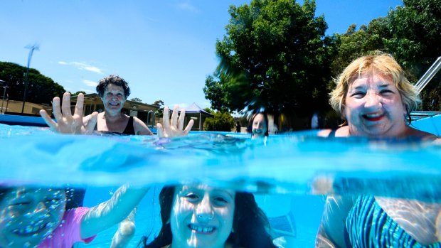 Chewton locals enjoy their pool as the weather heats up.